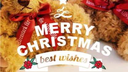 Weihnachtliche Aids-Teddys wünschen Merry Christmas